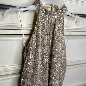 Cream Sequin Collar neck Body suit